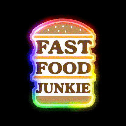 Fast Food Junkie Fast Food Led Neon Sign For Burger Place Rgb Color