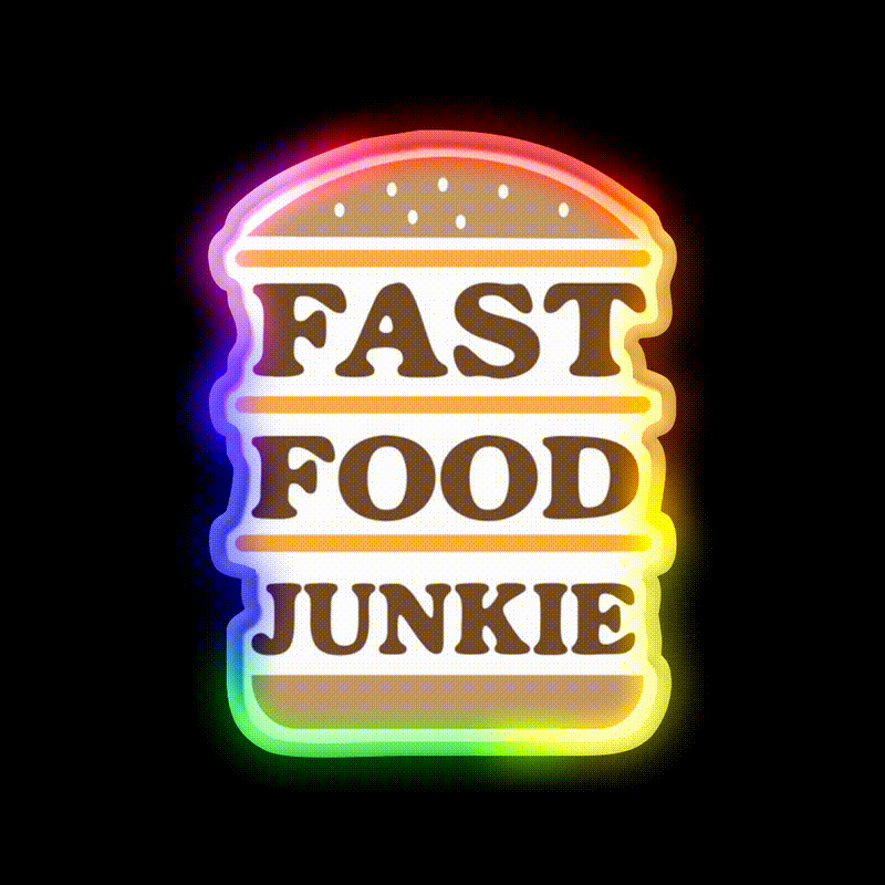 Fast Food Junkie Fast Food Led Neon Sign For Burger Place Rgb Color