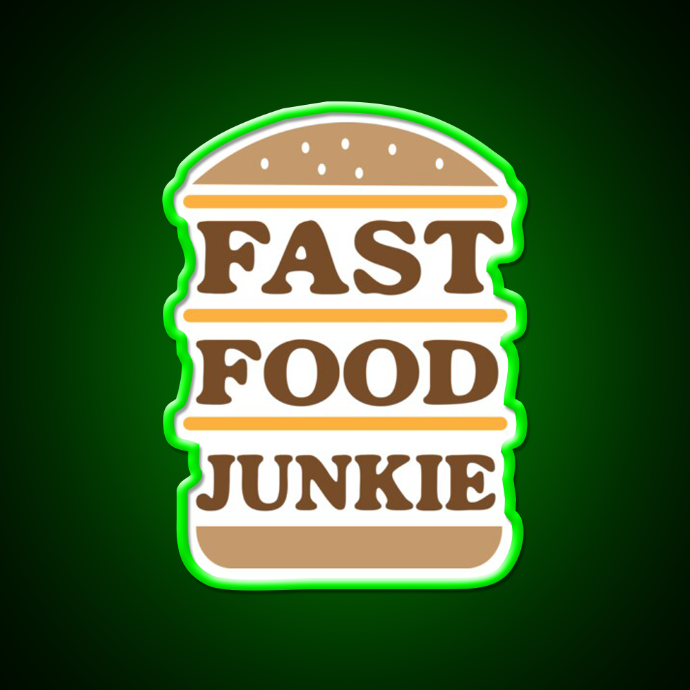Fast Food Junkie Fast Food Led Neon Sign For Burger Place Rgb Color