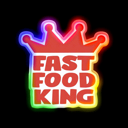 Fast Food King Fast Food Led Neon Sign For Burger Place Rgb Color