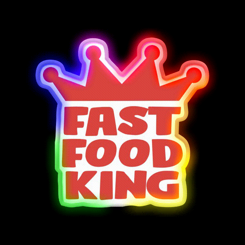 Fast Food King Fast Food Led Neon Sign For Burger Place Rgb Color