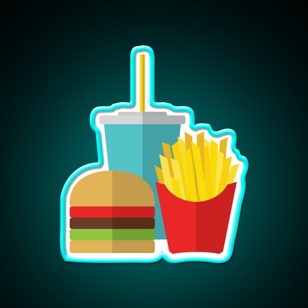 Fast Food Led Neon Sign For Burger Place Art Rgb Color