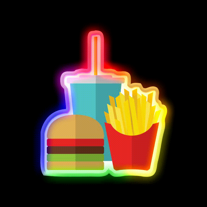 Fast Food Led Neon Sign For Burger Place Art Rgb Color