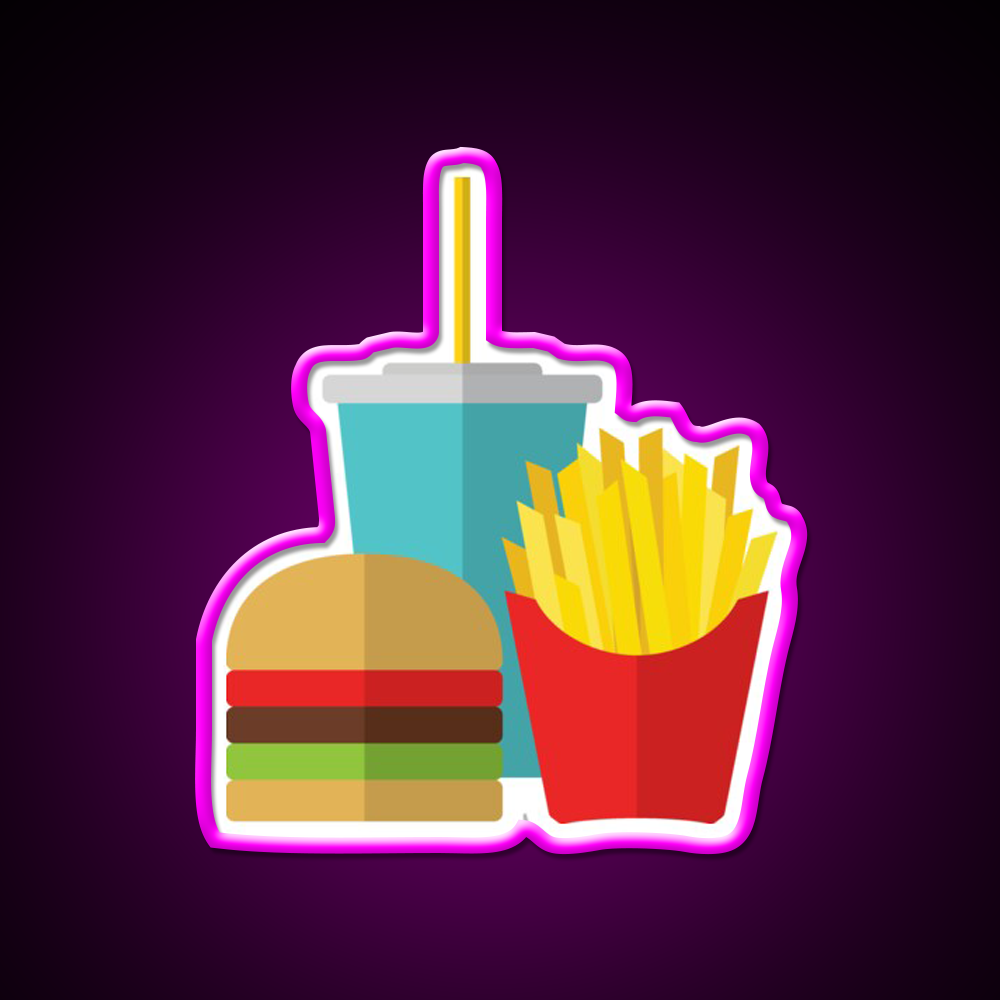 Fast Food Led Neon Sign For Burger Place Art Rgb Color