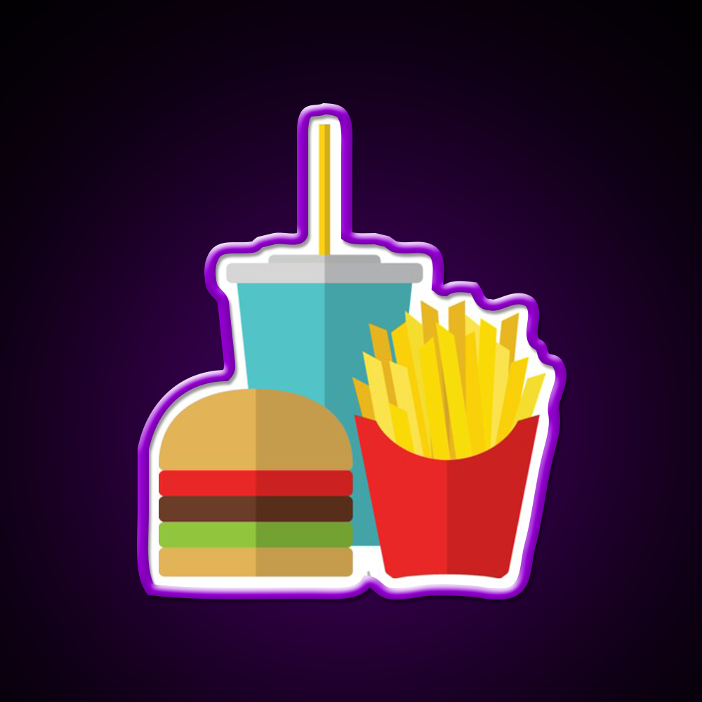 Fast Food Led Neon Sign For Burger Place Art Rgb Color