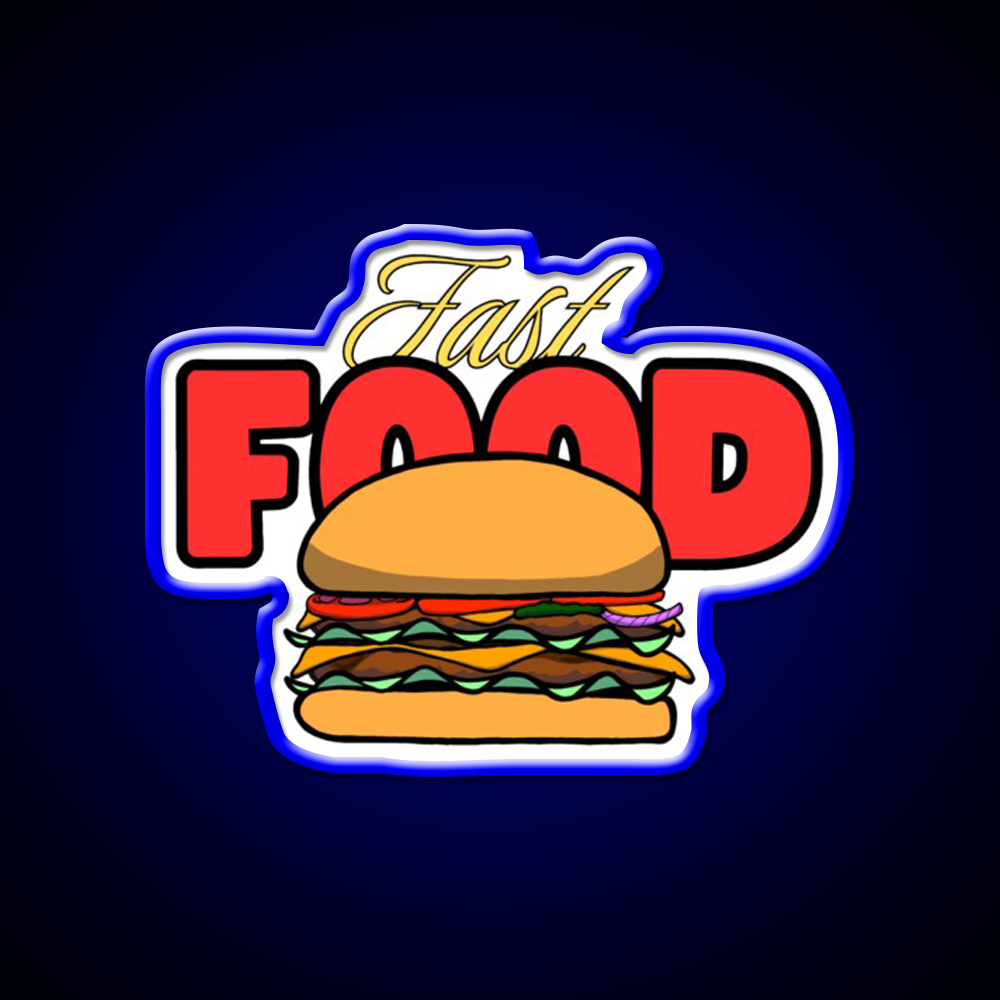 Fast Food Led Neon Sign For Burger Place Fries Neon Sign Rgb Color