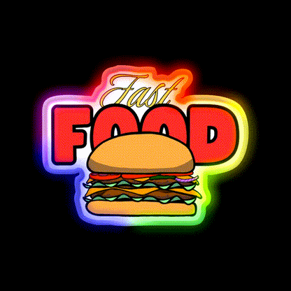 Fast Food Led Neon Sign For Burger Place Fries Neon Sign Rgb Color