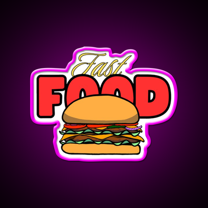 Fast Food Led Neon Sign For Burger Place Fries Neon Sign Rgb Color