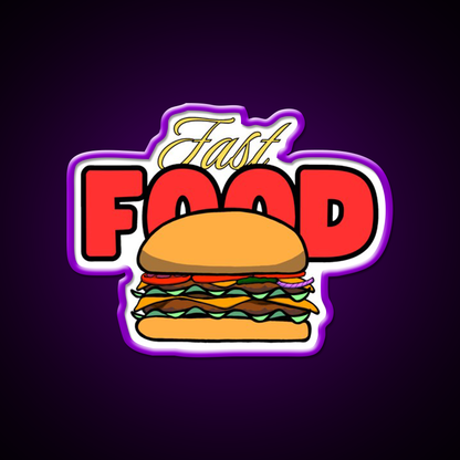 Fast Food Led Neon Sign For Burger Place Fries Neon Sign Rgb Color