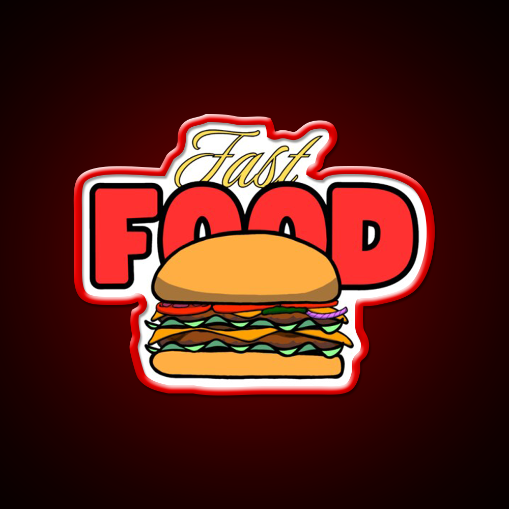 Fast Food Led Neon Sign For Burger Place Fries Neon Sign Rgb Color