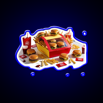 Fast Food Led Neon Sign For Burger Place Open Food Sign Rgb Color