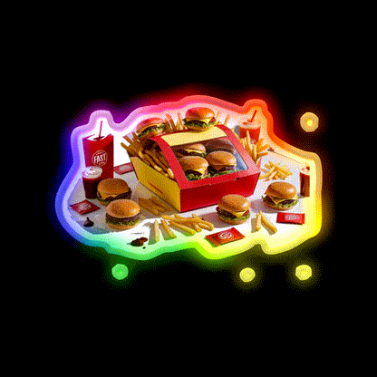 Fast Food Led Neon Sign For Burger Place Open Food Sign Rgb Color