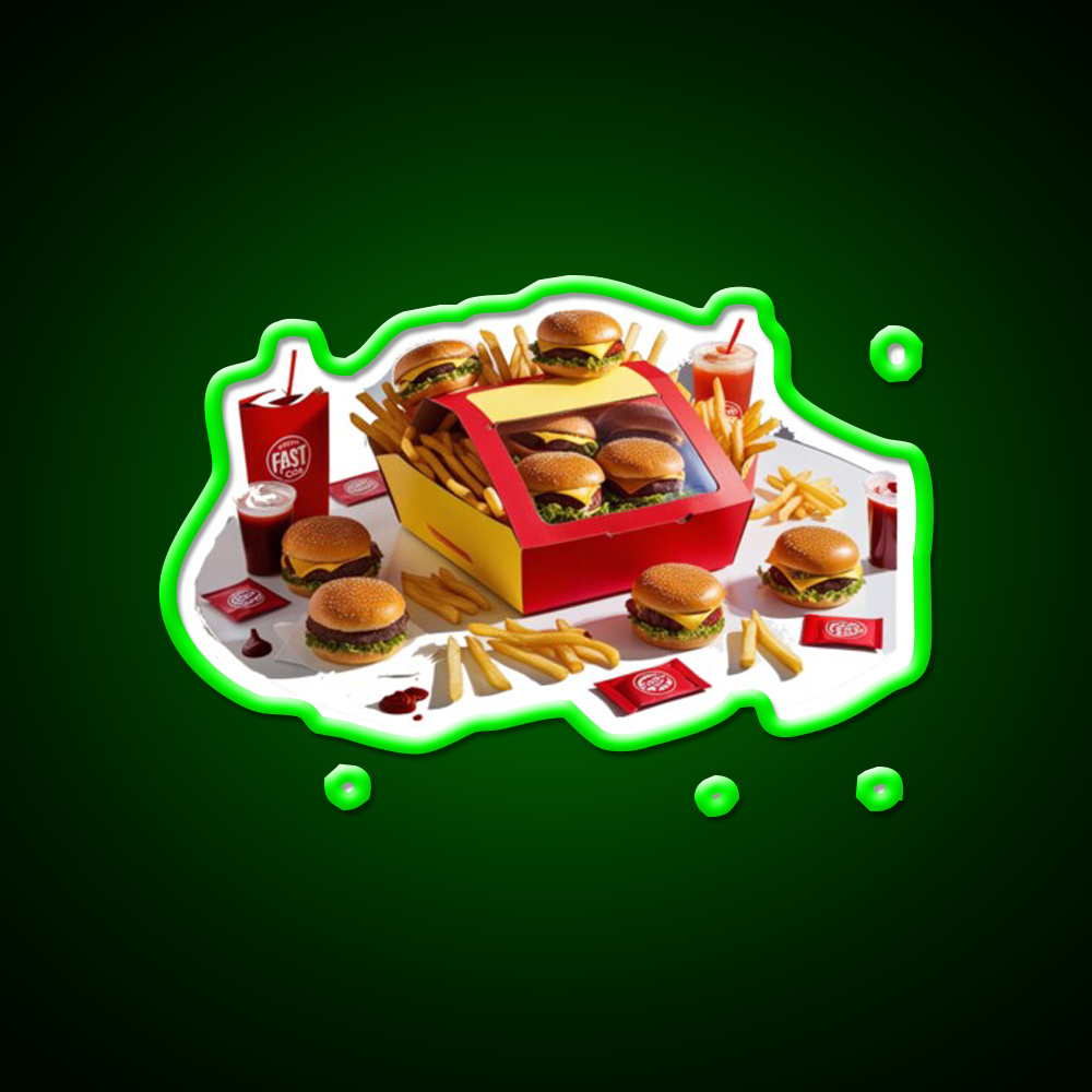 Fast Food Led Neon Sign For Burger Place Open Food Sign Rgb Color