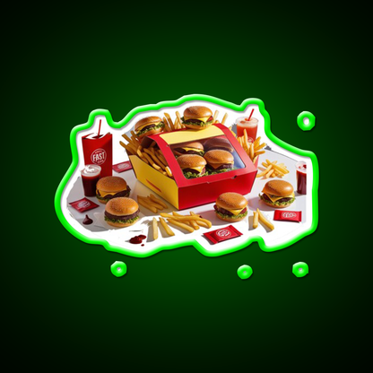 Fast Food Led Neon Sign For Burger Place Open Food Sign Rgb Color