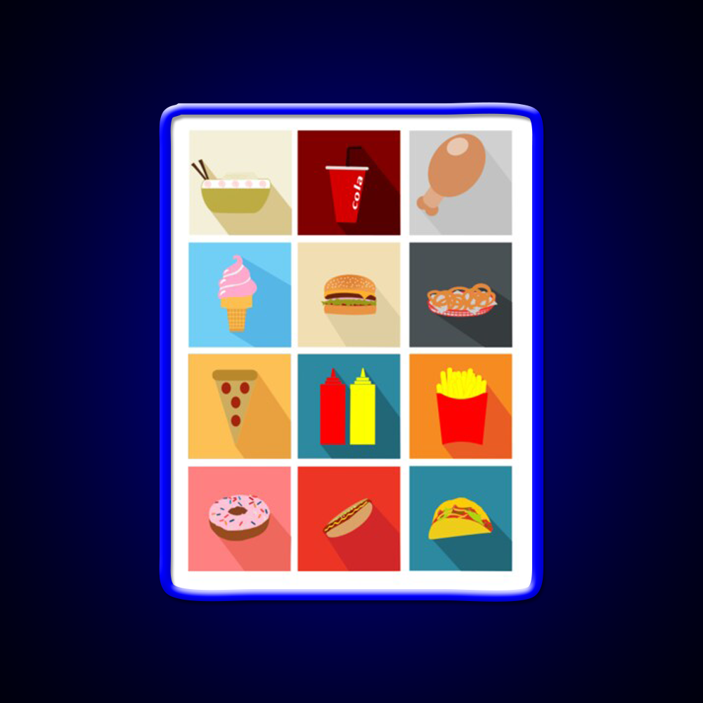 Fast Food Led Neon Sign For Burger Place Open Food Sign Led Sign Rgb Color