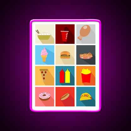 Fast Food Led Neon Sign For Burger Place Open Food Sign Led Sign Rgb Color