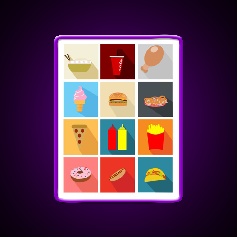 Fast Food Led Neon Sign For Burger Place Open Food Sign Led Sign Rgb Color