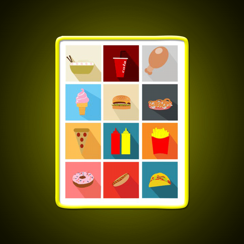 Fast Food Led Neon Sign For Burger Place Open Food Sign Led Sign Rgb Color