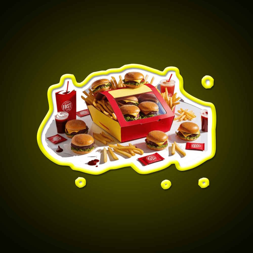 Fast Food Led Neon Sign For Burger Place Open Food Sign Rgb Color - Shineneon