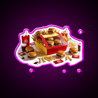 Fast Food Led Neon Sign For Burger Place Open Food Sign Rgb Color - Shineneon