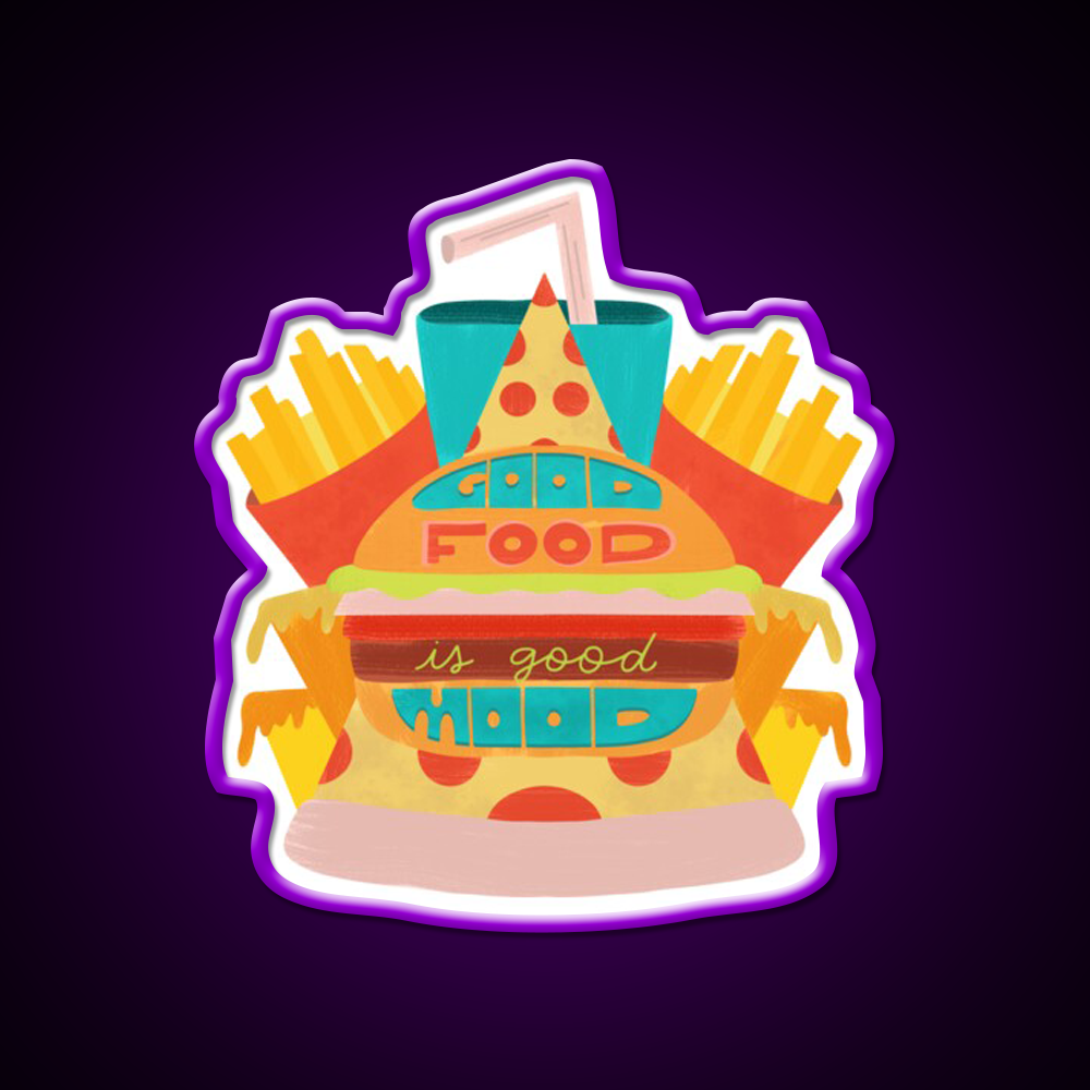 Fast Food Led Neon Sign For Burger Place Wall Art Sign Rgb Color