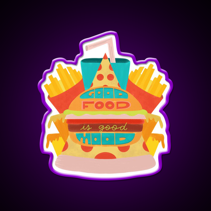 Fast Food Led Neon Sign For Burger Place Wall Art Sign Rgb Color