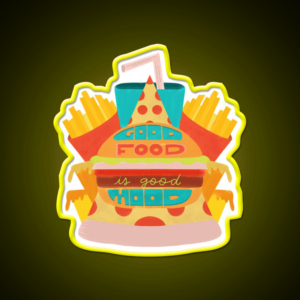 Fast Food Led Neon Sign For Burger Place Wall Art Sign Rgb Color