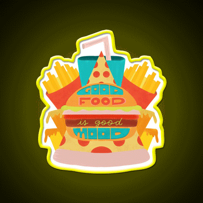 Fast Food Led Neon Sign For Burger Place Wall Art Sign Rgb Color