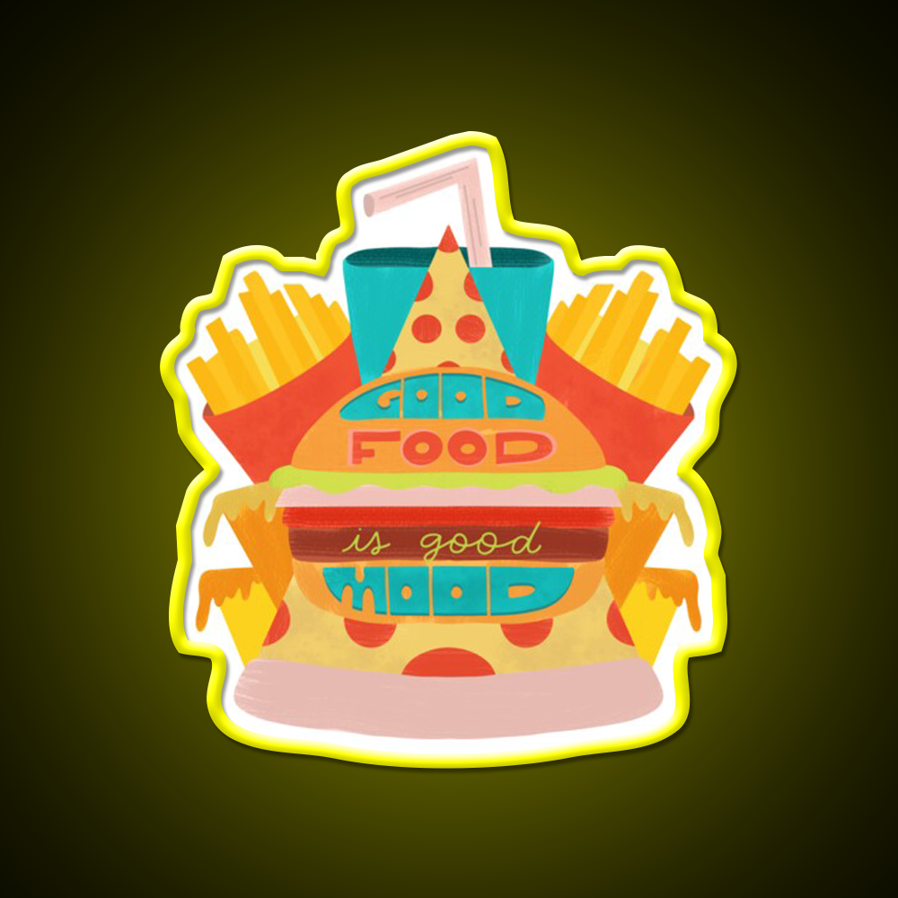 Fast Food Led Neon Sign For Burger Place Wall Art Sign Rgb Color