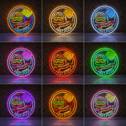 Fast Food LED Neon Sign Wall Neon Sign - 05 Color Grid