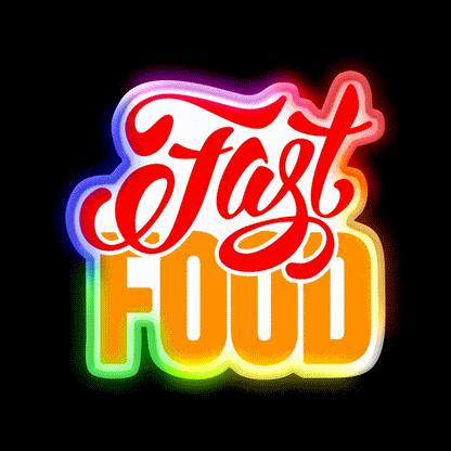 Fast Food Letters Fast Food Led Neon Sign For Burger Place Wall Art Rgb Color