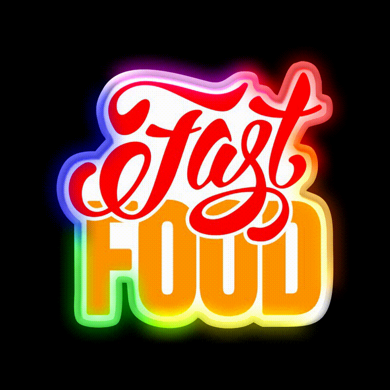 Fast Food Letters Fast Food Led Neon Sign For Burger Place Wall Art Rgb Color