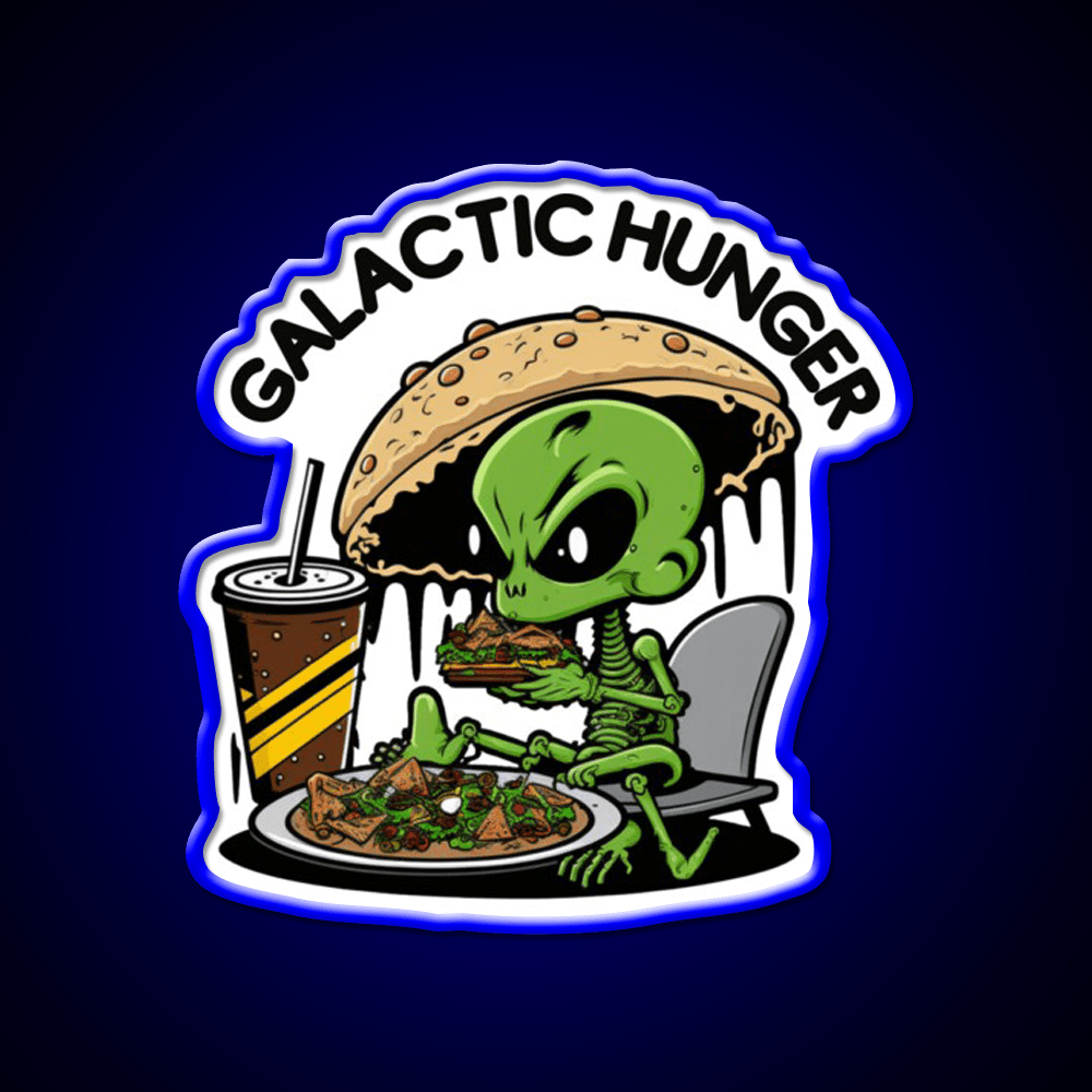 Fast Food Lover Alien Hunger Fast Food Led Neon Sign For Burger Place Rgb Color - Shineneon