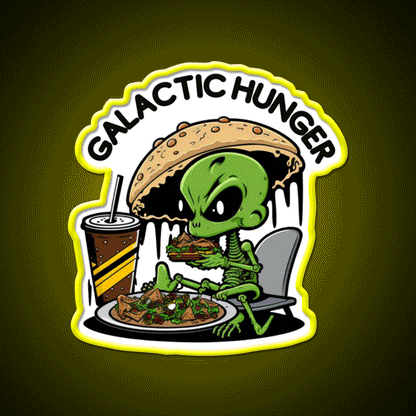 Fast Food Lover Alien Hunger Fast Food Led Neon Sign For Burger Place Rgb Color - Custom LED neon sign front view