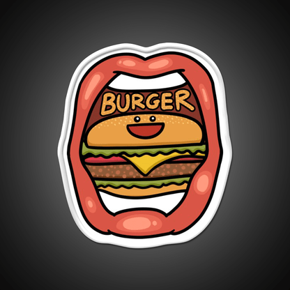 Fast Food Lover Burger In Your Mouth Led Neon Sign For Burger Place Rgb Color - Shineneon