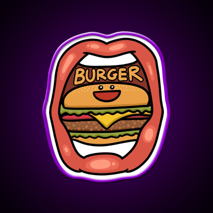 Fast Food Lover Burger In Your Mouth Led Neon Sign For Burger Place Rgb Color - Shineneon