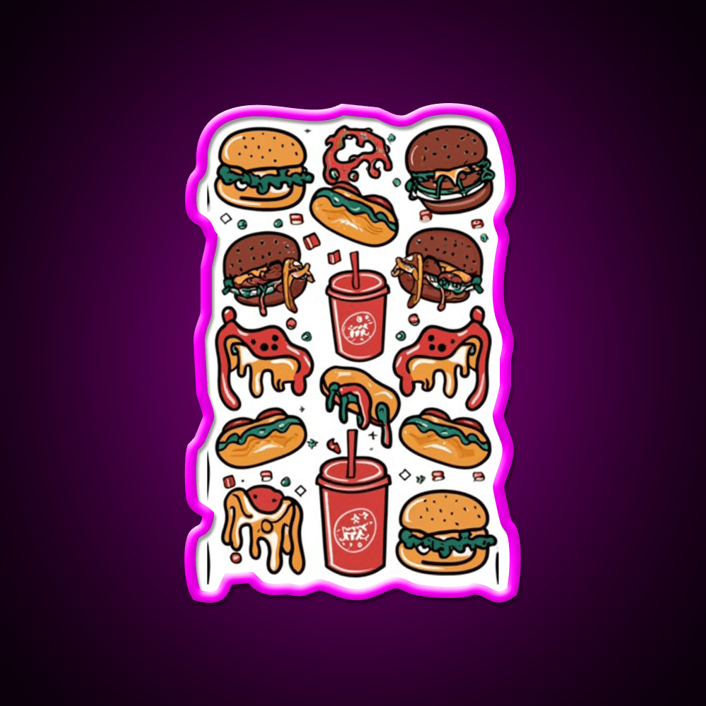 Fast Food Lover Fast Food Led Neon Sign For Burger Place Rgb Color - Shineneon