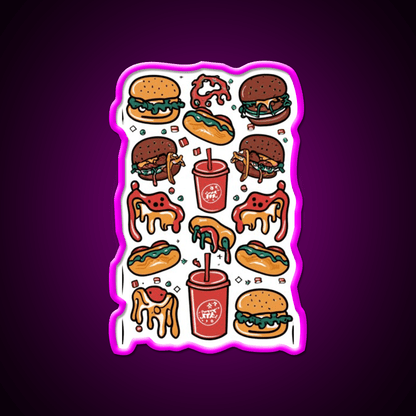 Fast Food Lover Fast Food Led Neon Sign For Burger Place Rgb Color - Shineneon
