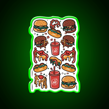 Fast Food Lover Fast Food Led Neon Sign For Burger Place Rgb Color - Shineneon