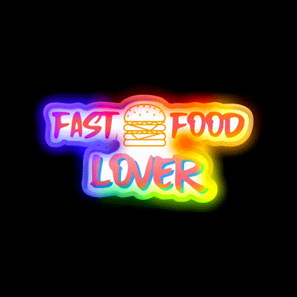 Fast Food Lover Fast Food Led Neon Sign For Burger Place Wall Art Rgb Color - LED neon sign close-up detail