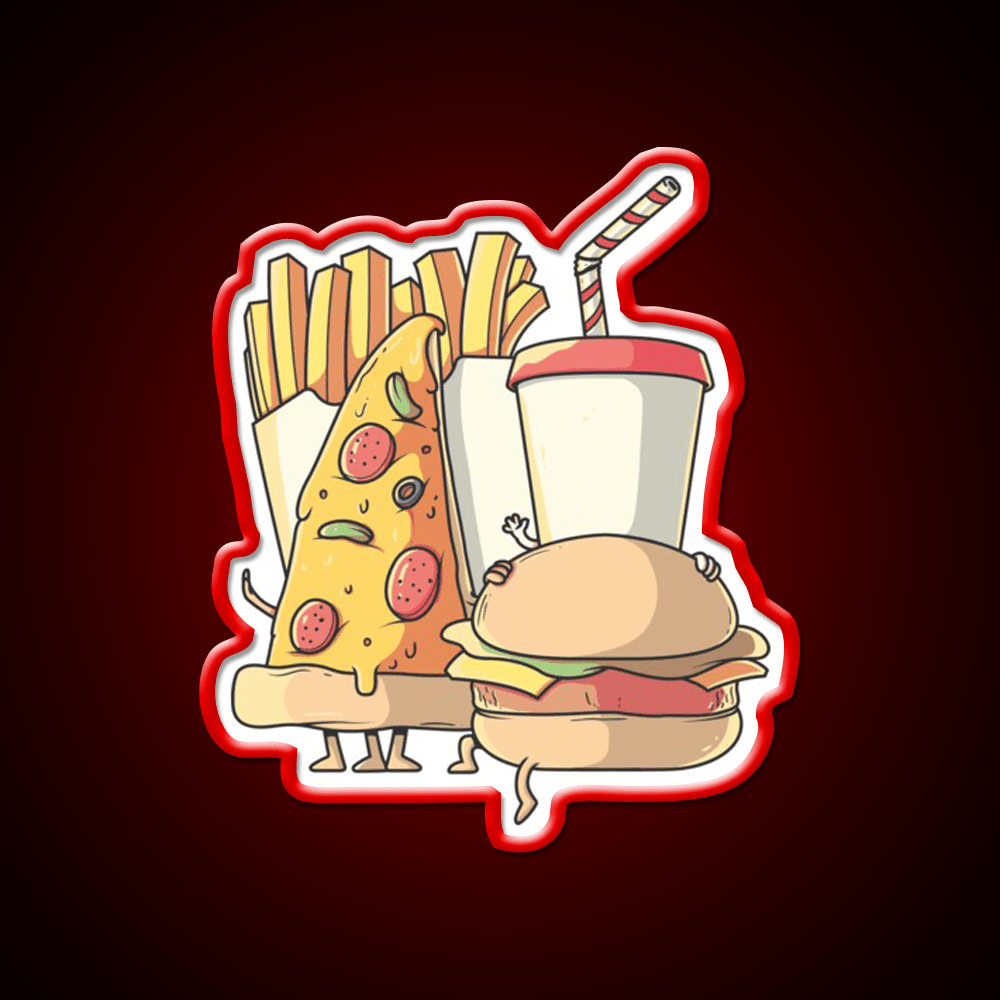 Fast Food Lovers Family Fast Food Led Neon Sign For Burger Place Rgb Color - Shineneon