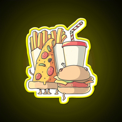 Fast Food Lovers Family Fast Food Led Neon Sign For Burger Place Rgb Color - Custom LED neon sign front view