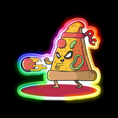 Fast Food Lovers Fighter Pizza Fast Food Led Neon Sign For Burger Place Rgb Color - LED neon sign close-up detail