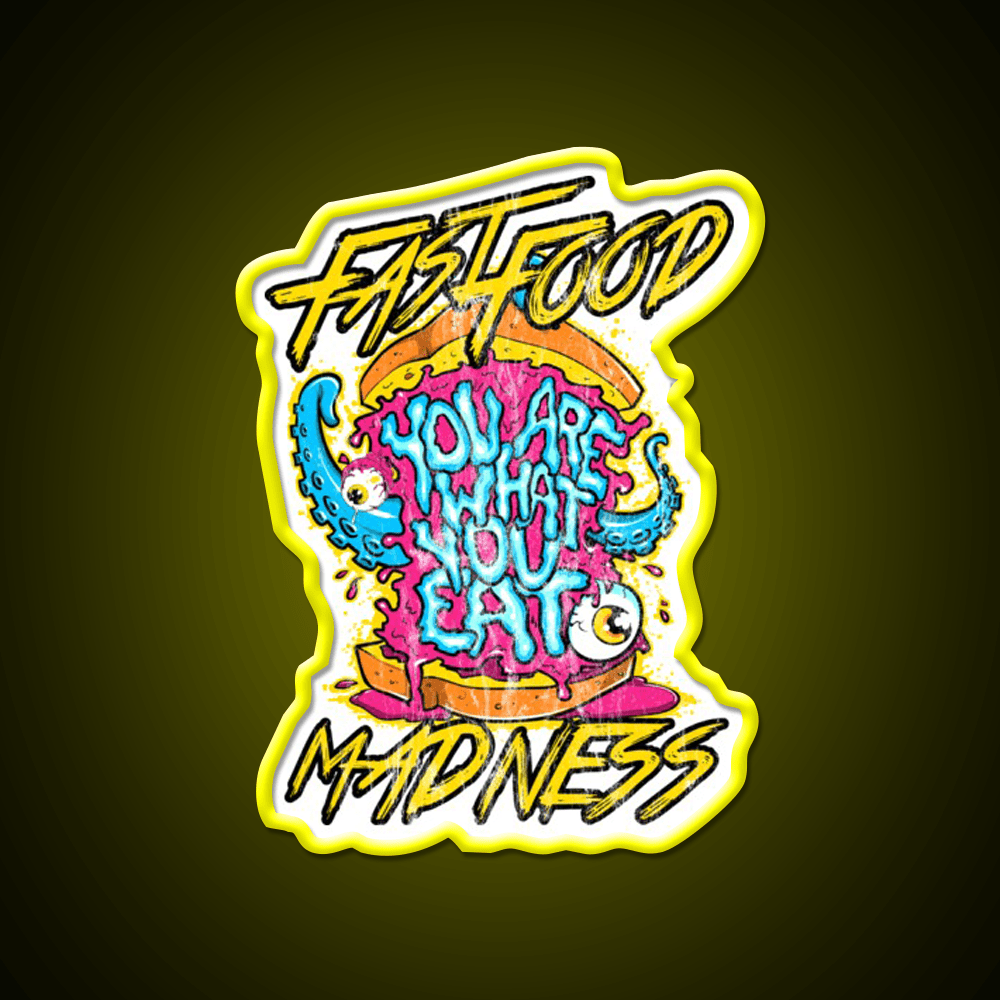 Fast Food Monster Crazy Monster Fast Food Led Neon Sign For Burger Place Rgb Color - Shineneon