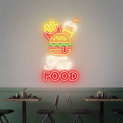 Fast Food Neon Sign Hamburger Cola Perfect For Kitchen Diner Bar | Shineneon