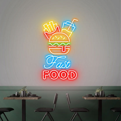 Fast Food Neon Sign Hamburger Cola Perfect For Kitchen Diner Bar | Shineneon