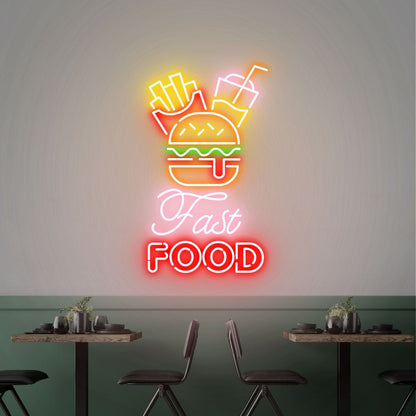 Fast Food Neon Sign Hamburger Cola Perfect For Kitchen Diner Bar | Shineneon