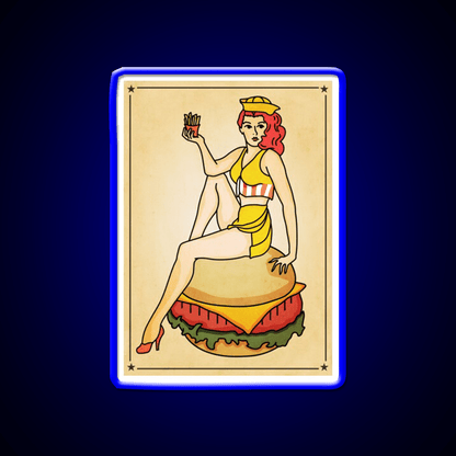 Fast Food Pinup Woman Fast Food Led Neon Sign For Burger Place Rgb Color - Shineneon
