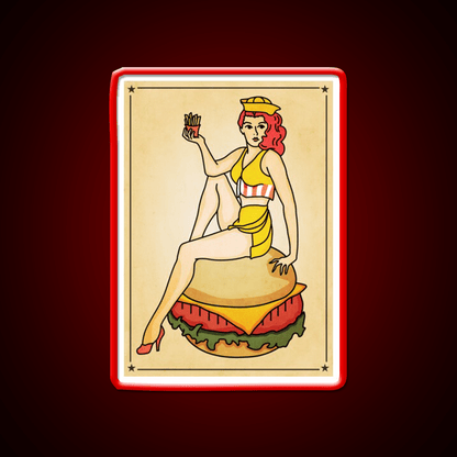 Fast Food Pinup Woman Fast Food Led Neon Sign For Burger Place Rgb Color - Shineneon