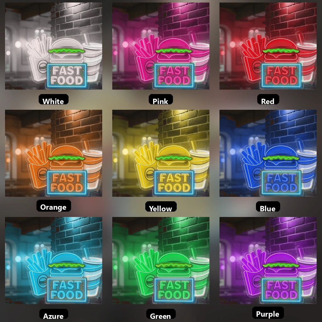 Fast Food Restaurant Wall Decor LED Neon Sign - 05 Color Grid